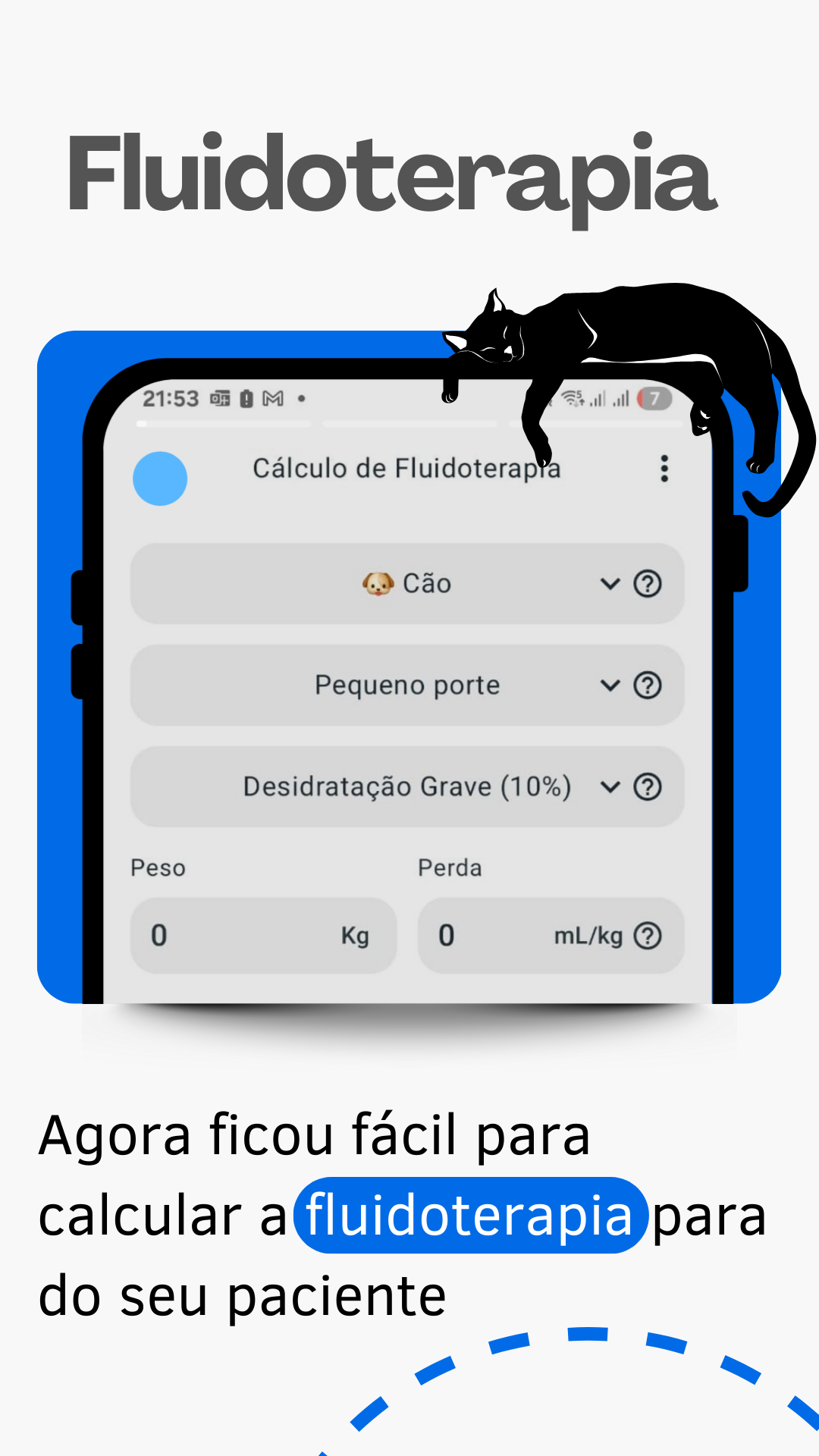 Tela de cálculo de fluidoterapia