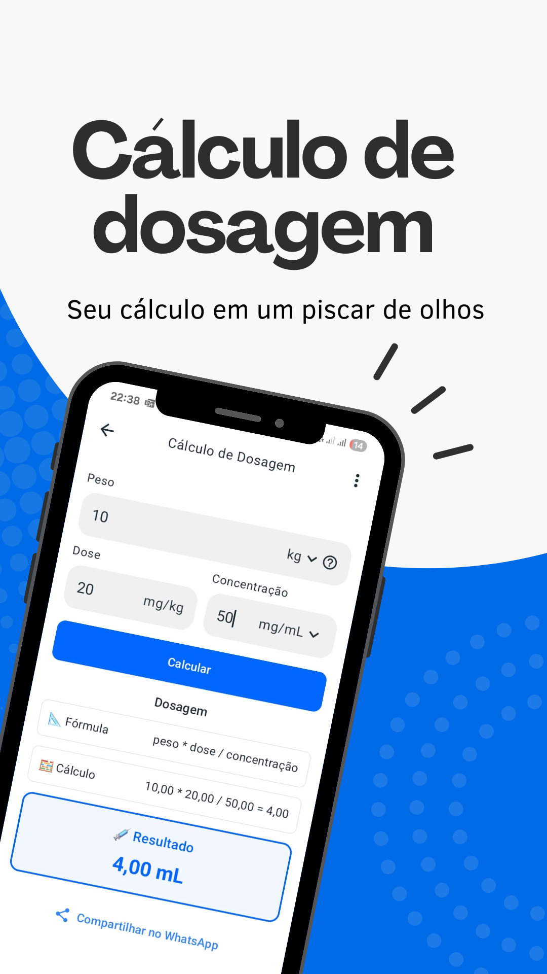 Tela de cálculo de dosagem